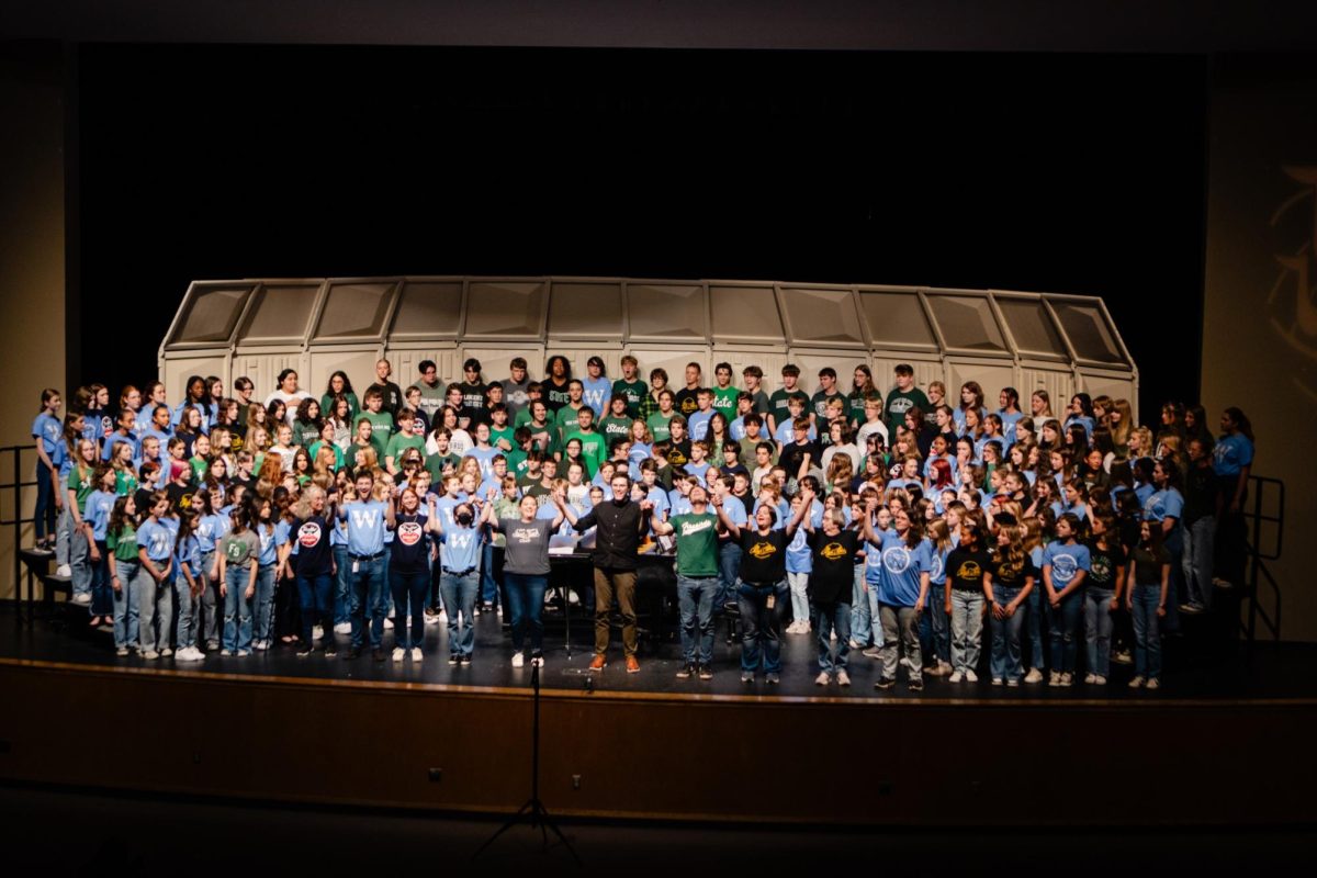 Directors and accompanists of Free State and middle school choirs take a bow on October 9, 2024. 